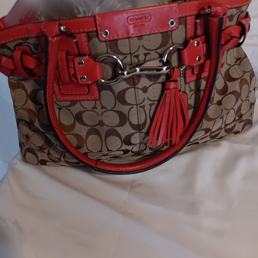 Coach Red and Brown Shoulder Bag